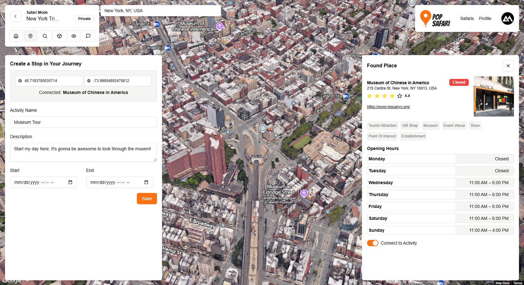 Create Safari Spot Page